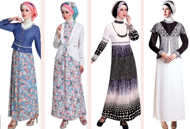 Contoh Model baju Muslim Modern 2015 - 2 Monokrom hitam dan putih