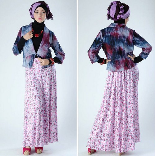 Contoh Desain Baju Muslim Wanita Masa Kini Oke 10 - Model Abstrak Longgar