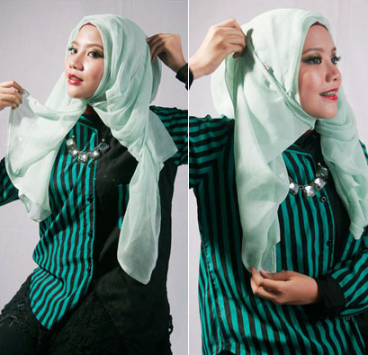 Tutorial HIjab Segi Empat Paris dengan Wave yang Cantik