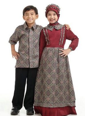 Contoh Model Baju Batik Muslim Anak Terbaru dan Terbaik 5 - Anak Lelaki dan Perempuan